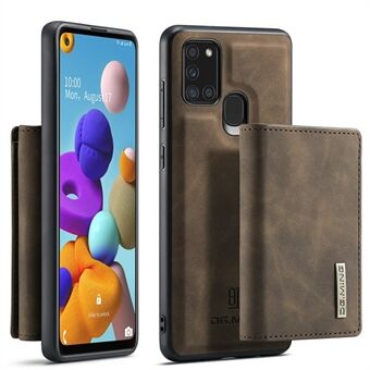DG.MING M1 Series Detachable 2-in-1 Wallet Leather Coated PC + TPU Hybrid Case Phone Cover with Kickstand for Samsung Galaxy A21s