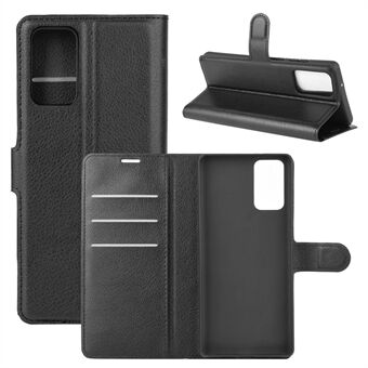 Litchi Skin with Wallet Leather Cover for Samsung Galaxy Note 20/Note 20 5G - Black