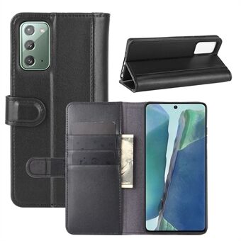 Split Leather Case with Wallet Stand for Samsung Galaxy Note20/Note20 5G - Black
