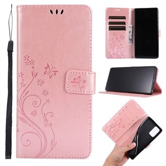 Butterfly Flower Imprinting Wallet Stand Leather Phone Case for Samsung Galaxy Note 20 / Note 20 5G