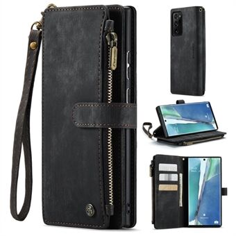 CASEME C30 Series for Samsung Galaxy Note20 Ultra 4G / 5G Multifunctional Zipper Pocket Wallet Cover with Handy Strap Anti-drop Phone Flip Leather Case Stand Card Holder
