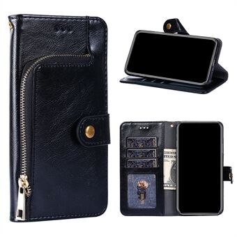 Leather Phone Case with Zipper Pocket for Samsung Galaxy A42 5G Wallet Stand Design Shell