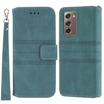 For Samsung Galaxy Z Fold2 5G Practical Wallet Card Slots Phone Flip Case Imprinted Pattern Anti-Scratch Stylish PU Leather+TPU Phone Cover with Stand