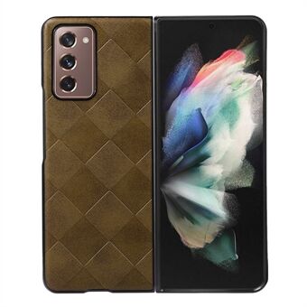 For Samsung Galaxy Z Fold2 5G PC+TPU Hybrid Phone Case Coated with Grid Texture PU Leather Phone Accessory