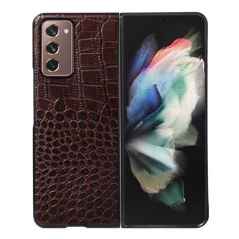 For Samsung Galaxy Z Fold2 5G 180-Degree Folding Crocodile Texture Genuine Leather Phone Case Coated PC+TPU Phone Case Accessory