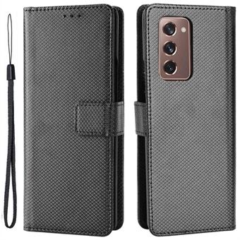 Diamond Texture Stand Case for Samsung Galaxy Z Fold2 5G, Wallet Style PU Leather TPU Phone Cover