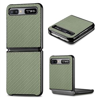 Carbon Fiber Texture Leather Coated PC + TPU Protective Phone Case Shell for Samsung Galaxy Z Flip 5G