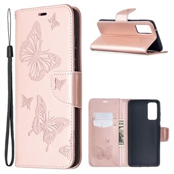 Imprint Butterflies with Wallet Leather Cover for Samsung Galaxy S20 FE 4G/FE 5G/S20 Lite/S20 FE 2022