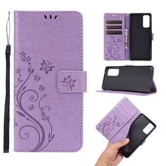 For Samsung Galaxy S20 FE 4G/5G/S20 Lite/S20 FE 2022 Butterfly Flower Imprinting Leather Wallet Case