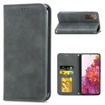 Auto-absorbed Vintage Style Leather Phone Case Cover for Samsung Galaxy S20 FE 4G/FE 5G/S20 Lite/S20 FE 2022