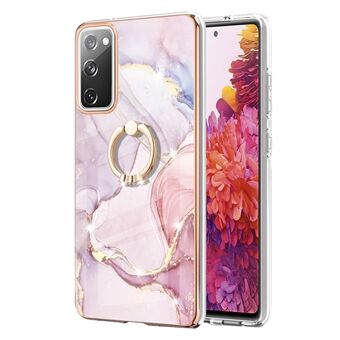 Wear-Resistant IML IMD Marble Pattern Flexible TPU Cover Electroplating Phone Case with Kickstand for Samsung Galaxy S20 FE/S20 FE 5G/S20 Lite/S20 FE 2022
