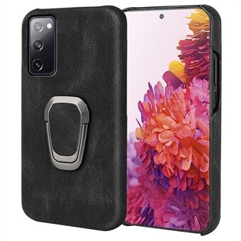 Ring Holder Kickstand Anti-scratch PU Leather Coated PC Phone Cover Case for Samsung Galaxy S20 FE 2022/S20 FE/S20 FE 5G/S20 Fan Edition 5G/S20 Fan Edition 4G/S20 Lite