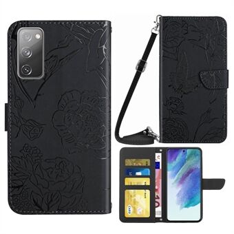 For Samsung Galaxy S20 FE 2022/S20 Lite/S20 FE 5G/4G/S20 FE 2022 Skin-touch Feeling Stand Wallet PU Leather Phone Cover, Pattern Imprinting Design Phone Shell with Shoulder Strap