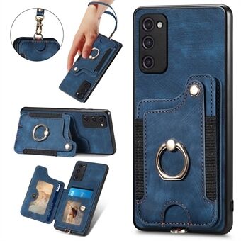 For Samsung Galaxy S20 FE / S20 FE 5G / S20 FE 2022 / S20 Lite RFID Blocking Phone Cover PU Leather Coated PC+TPU Card Holder Kickstand Case
