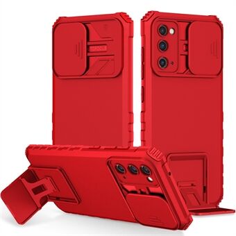 For Samsung Galaxy S20 FE 4G / FE 5G / Lite / FE 2022 Slide Camera Lid Back Cover Kickstand PC+TPU Phone Case