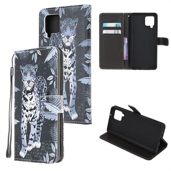 Pattern Printing Cross Texture Leather Wallet Phone Stand Protective Case for Samsung Galaxy A12