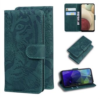 Stand Wallet Case Imprinted Tiger Pattern Leather Cover for Samsung Galaxy A12