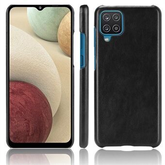 PC Phone Shell Coated with Litchi Texture Leather for Samsung Galaxy A12/M12