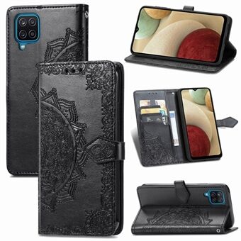 Embossed Mandala Flower PU Leather Case Wallet for Samsung Galaxy A12