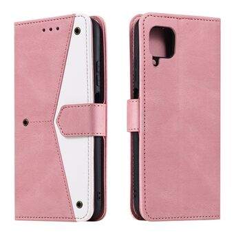 Rivet Decor Skin-Feeling Splicing Leather Wallet Phone Protective Cover for Samsung Galaxy A12/M12