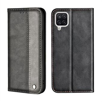 Color Splicing Business Style Card Holder Leather Protector for Samsung Galaxy A12 Stand Case