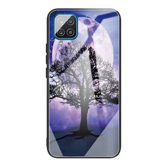 Tempered Glass + TPU Pattern Printing Design Full Protection Hybrid Phone Cover Case for Samsung Galaxy A12