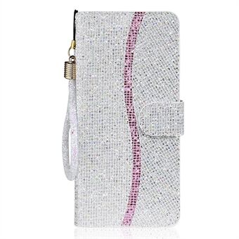 Glittery Powder Splicing Wallet Leather Case Stand Cover for Samsung Galaxy A12