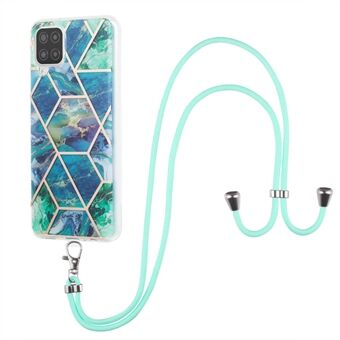 Marble Pattern 2.0mm IMD Electroplating Protective Phone Cover with Lanyard for Samsung Galaxy A12/M12