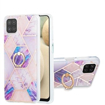 2.0mm IMD IML Electroplating Marble Pattern Phone Case with Finger Ring Kickstand for Samsung Galaxy A12
