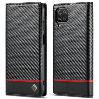 LC.IMEEKE Carbon Fiber Texture Stripe Design Wallet Stand Leather Phone Case for Samsung Galaxy A12 5G