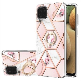IMD Design Marble Pattern Soft TPU Phone Cover Back Protector Case with Ring Kickstand for Samsung Galaxy A12/M12/F12