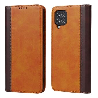 For Samsung Galaxy A12 Auto-absorbed Bi-color Splicing  Leather Wallet Phone Shell Standing Case