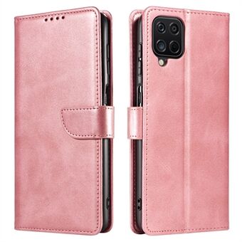 Solid Color Textured PU Leather + TPU Phone Cover Viewing Stand Case with Wallet Function for Samsung Galaxy A12