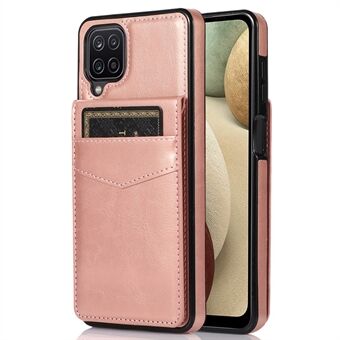 For Samsung Galaxy A12 Cell Phone Cover Stable Kickstand Card Holder PU Leather + TPU Phone Case