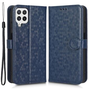 Anti-fall Phone Wallet Case For Samsung Galaxy A12 / M12, Dot Pattern Imprinted PU Leather Magnetic Clasp Phone Shell Stand Folio Flip Cover with Strap