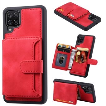 For Samsung Galaxy A12 / M12 RFID Blocking Phone Case Leather Coated TPU Cover with Kickstand Wallet