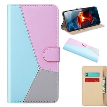 Three-color Splicing PU Leather Protector for Samsung Galaxy S21 5G Phone Stand Cover