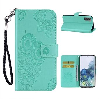 Imprint Flower Owl Pattern Stand Phone Leather Wallet Cover for Samsung Galaxy S21 5G