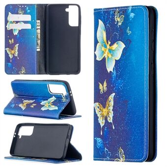 Auto-absorbed Stylish Patterned PU Leather Stand Wallet Case for Samsung Galaxy S21 5G