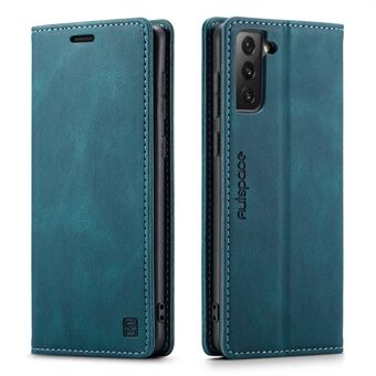 AUTSPACE A01 Series RFID Blocking Retro Matte Leather Case Wallet for Samsung Galaxy S21 4G/5G