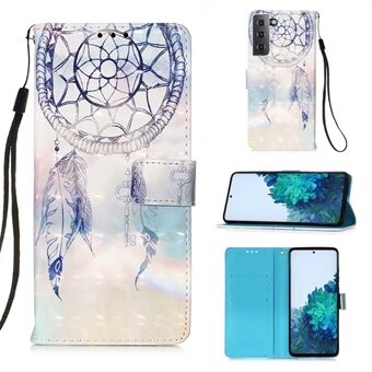 Light Spot Design Pattern Printing Leather Wallet Stand Phone Case with Lanyard for Samsung Galaxy S21 5G