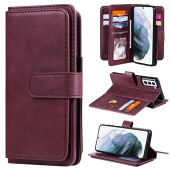 Multi-function 10 Card Slots Shell for Samsung Galaxy S21 5G Quality Leather Wallet Design Cover