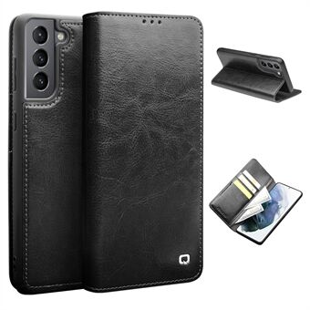 QIALINO Wallet Design Genuine Leather Flip Phone Cover for Samsung Galaxy S21 5G
