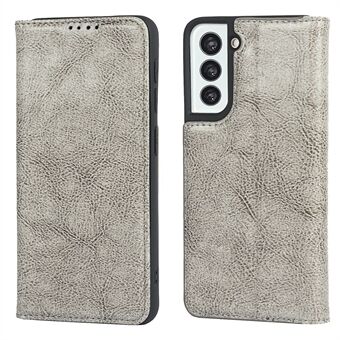 Crazy Horse Texture Genuine Leather Wallet Phone Case for Samsung Galaxy S21 5G