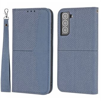 Auto-Absorbed Woven Texture Wallet Stand Leather Case with Handy Strap for Samsung Galaxy S21 5G
