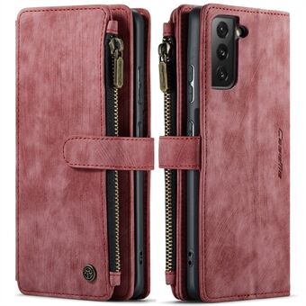 CASEME C30 Series Zipper Pocket Shockproof PU Leather Wallet Case Phone Cover with 10 Card Slots for Samsung Galaxy S21 4G/5G