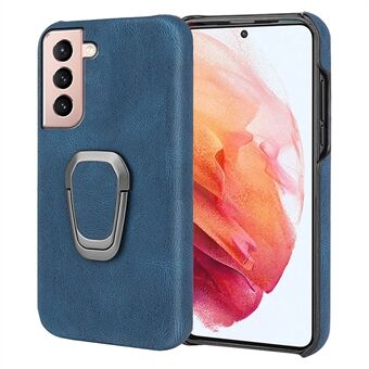Scratch Resistant Phone Case Rotating Ring Kickstand Design PU Leather Coated PC Protective Cover for Samsung Galaxy S21 5G