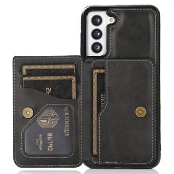For Samsung Galaxy S21 4G / S21 5G Card Holder Kickstand Phone Case PU Leather + TPU Shockproof Cover Support Magnetic Car Mount