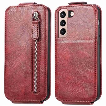 For Samsung Galaxy S21 4G / 5G PU Leather Vertical Flip Wallet Case Zipper Pocket Magnetic Closure Phone Stand Cover