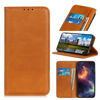 Split Leather Stand Wallet Auto-absorbed Phone Shell for Samsung Galaxy S21 Ultra 5G